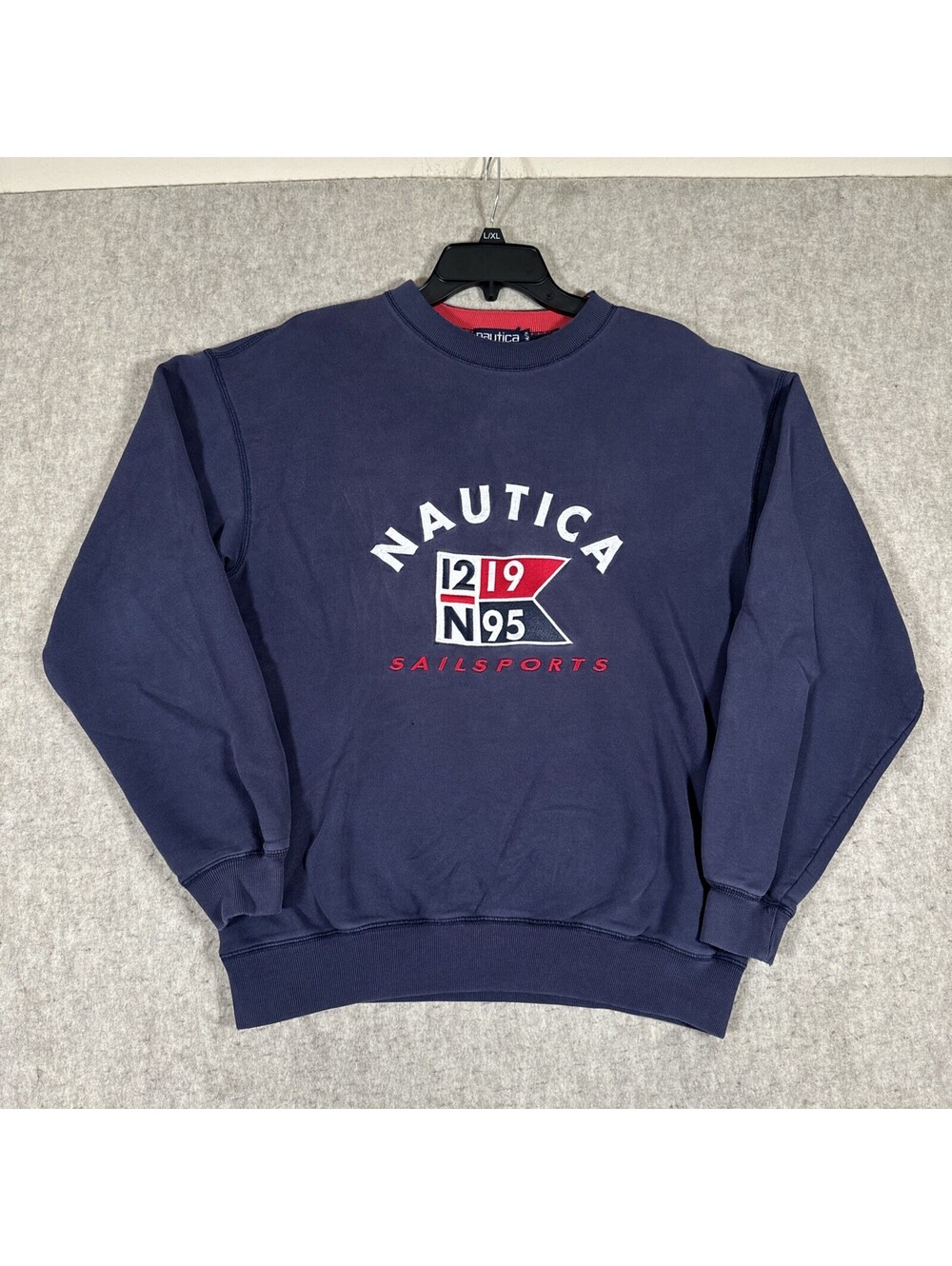Vintage 90’s Nautica Sailsports Sweatshirt Medium? Navy Blue Cotton Hong Kong